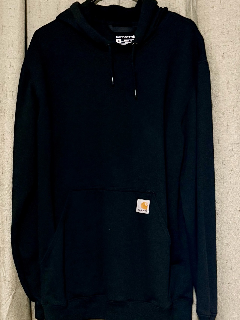 Carhartt Men's Black Crewneck Hoodie with Logo Patch